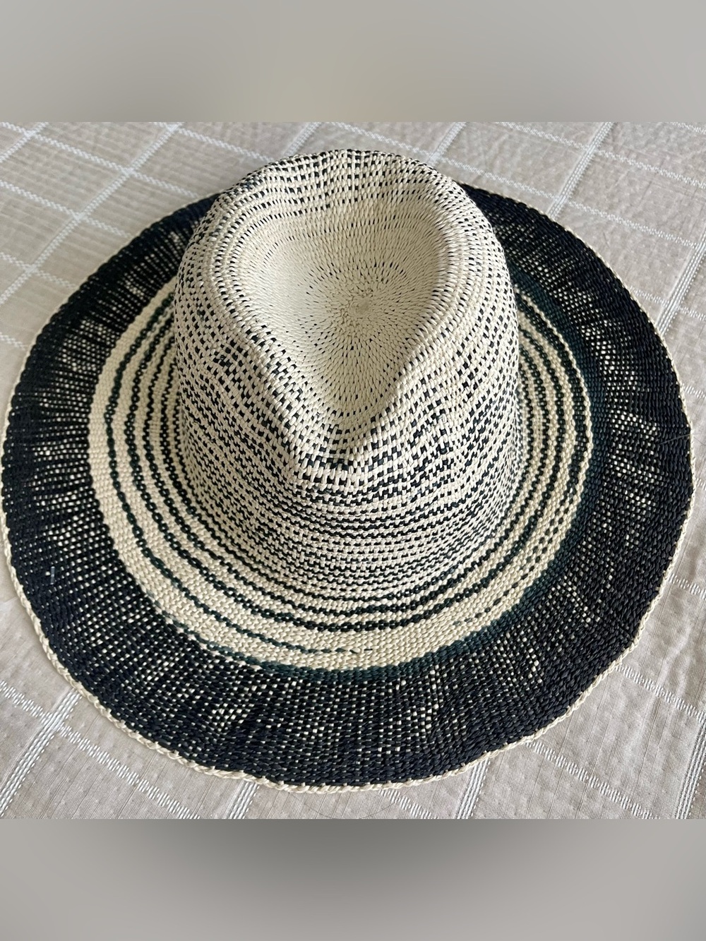 Free People Two-Tone Black and Cream Soft Spoken Straw Hat NEW